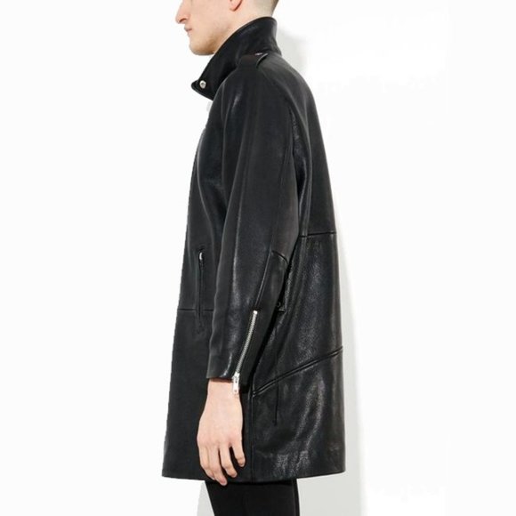 OAK NYC Black Genuine Leather Rigger Jacket XL Unisex - Picture 2 of 5